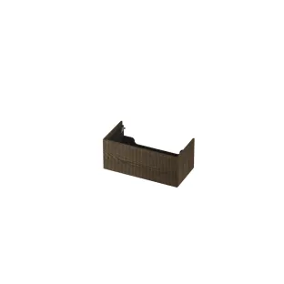 INK washbasin cabinet push to open - vertically milled - 1 drawer - 90x45x37.6 cm - Solid oak charcoal