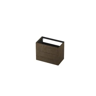 INK washbasin cabinet push to open - vertically milled - 2 drawers - 80x45x65 cm - Solid oak charcoal