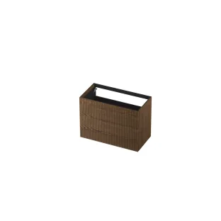 INK washbasin cabinet push to open - vertically milled - 2 drawers - 90x45x65 cm - Solid oak chocolate