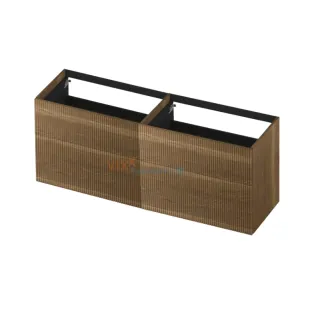 INK washbasin cabinet push to open - vertically milled - 4 drawers - 160x45x65 cm - Solid oak Aqua