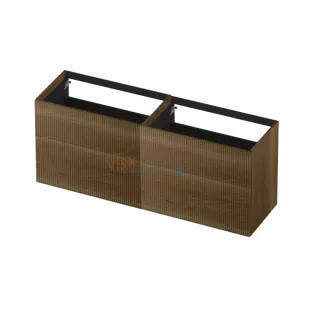 INK washbasin cabinet push to open - vertically milled - 4 drawers - 160x45x65 cm - Solid oak ash grey