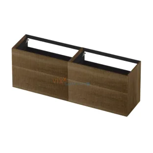 INK washbasin cabinet push to open - vertically milled - 4 drawers - 180x45x65 cm - Solid oak ash grey