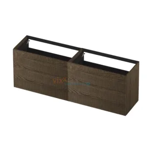 INK washbasin cabinet push to open - vertically milled - 4 drawers - 180x45x65 cm - Solid oak charcoal