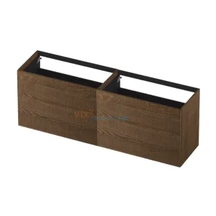 INK washbasin cabinet push to open - vertically milled - 4 drawers - 180x45x65 cm - Solid oak chocolate