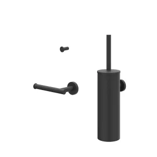 IVY - Accessory set 1 - wall-mounted brush set - small towel hook - toilet roll holder - Matt black PED