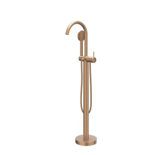 IVY - Bond - Freestanding bath mix tap - swivel spout - satin spray hand shower - Brushed matt copper PVD