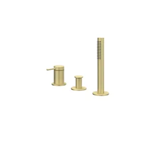 IVY - Bond - Bath rim combination 3-hole mixer with pull-out hand shower, without spout - Brushed matt gold PVD