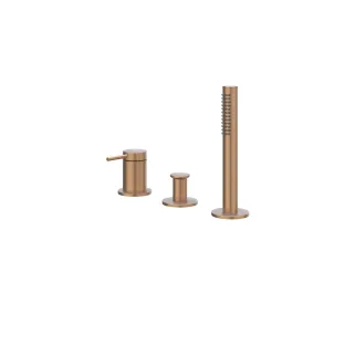 IVY - Bond - Bath rim combination 3-hole mixer tap with pull-out hand shower, without spout - Brushed matt copper PVD