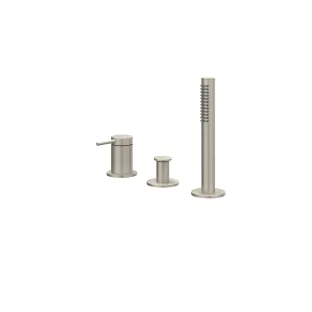 IVY - Bond - Bath rim combination 3-hole mixer tap with pull-out hand shower, without spout - Brushed nickel PVD