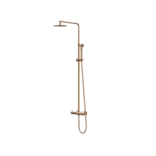 IVY Bond Rain shower set 1 surface-mounted - 25cm medium head shower - satin spray hand shower - Brushed matt copper PVD