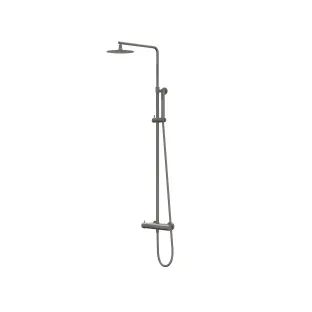 IVY Bond Rain shower set 1 surface-mounted - 20cm medium head shower - rod model hand shower - Brushed metal black PVD