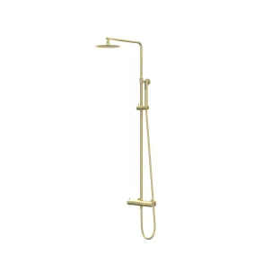 IVY Bond Rain Shower Set 1 surface-mounted - 25cm slim overhead shower - 3-position hand shower - Brushed matt gold PVD