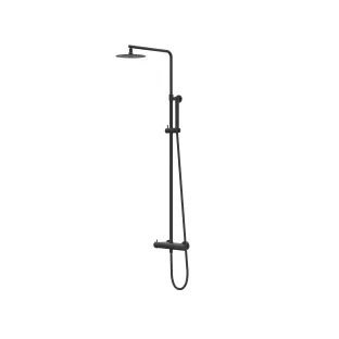 IVY Bond Rain shower set 1 surface-mounted - 30cm slim overhead shower - 3-position hand shower - Matt black PED