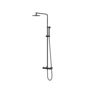 IVY Bond Rain Shower Set 1 surface-mounted - 20cm slim overhead shower - rod model hand shower - Black chrome PVD