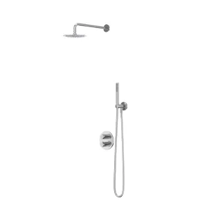 IVY Bond rain shower set 2 built-in with 2-way stop diverter - 15cm ceiling tube - 30cm medium head shower - sliding bar with outlet - 3-position hand shower - chrome