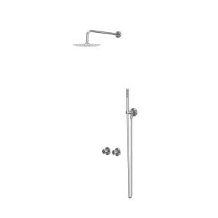 IVY Bond rain shower set 3 built-in symmetry with 2-way stop diverter - 30cm ceiling tube - 20cm slim overhead shower - holder with outlet - rod model hand shower - chrome