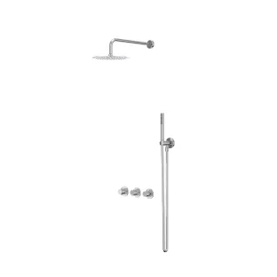 IVY Bond rain shower set 4 built-in symmetry with 2 stop valves - 30cm ceiling tube - 20cm slim head shower - holder with outlet - rod model hand shower - chrome