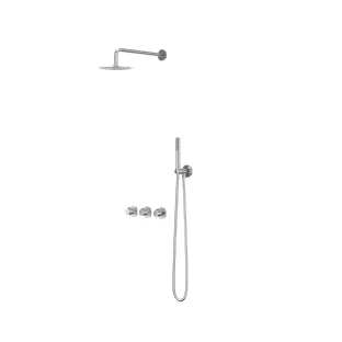 IVY Pact rain shower set 4 built-in symmetry with 2 stop valves - 30cm ceiling tube - 20cm slim head shower - holder with outlet - 3-position hand shower - chrome