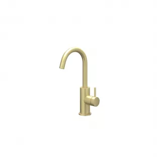 IVY Bond washbasin mix tap - High swivel spout - Brushed matt gold PVD - Surface mounted - coldstart