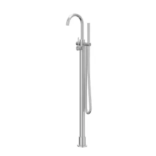 IVY - Concord - Freestanding bath mix tap - swivel spout - rod hand shower - brushed stainless steel 316