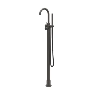 IVY - Concord - Freestanding bath mix tap - swivel spout - rod hand shower - RVS316 brushed carbon black PVD