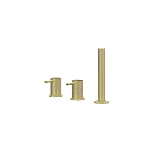 IVY - Concord - Bath rim combination 3-hole mixer tap with pull-out hand shower, without spout - RVS316 brushed matt gold PVD