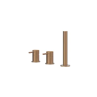 IVY - Concord - Bath rim combination 3-hole mixer tap with pull-out hand shower, without spout - RVS316 brushed matt copper PVD