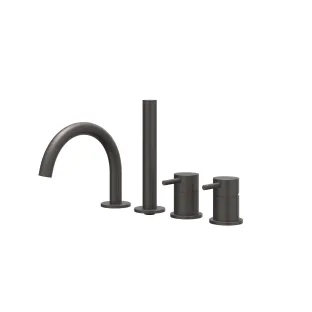 IVY - Concord - Bath rim combination 4-hole mixer tap with swivel spout pull-out hand shower - RVS316 brushed carbon black PVD