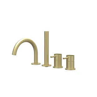 IVY - Concord - Bath rim combination 4-hole mixer with swivel spout pull-out hand shower - RVS316 brushed matt gold PVD