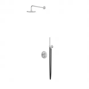 IVY Concord rain shower set 2 built-in with 2-way stop diverter - 20cm main shower - 30cm ceiling tube - rod model hand shower - brushed stainless steel 316