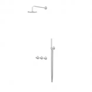 IVY Concord rain shower set 4 built-in symmetry with 2 stop valves - 20cm main shower - 30cm ceiling tube - rod model hand shower - brushed stainless steel 316 - with sliding bar