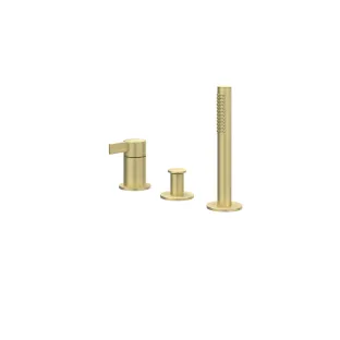 IVY - Pact - Bath rim combination 3-hole mixer with pull-out hand shower, without spout - Brushed matt gold PVD