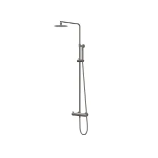 IVY Pact Rain shower set 1 surface-mounted - 20cm slim overhead shower - rod model hand shower - Brushed metal black PVD