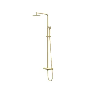 IVY Pact Rain shower set 1 surface-mounted - 25cm slim overhead shower - 3-position hand shower - Brushed matt gold PVD