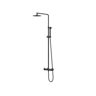 IVY Pact Rain shower set 1 surface-mounted - 20cm slim overhead shower - rod model hand shower - Matt black PED