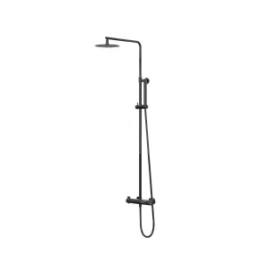 IVY Pact Rain shower set 1 surface-mounted - 20cm medium head shower - satin spray hand shower - Black chrome PVD