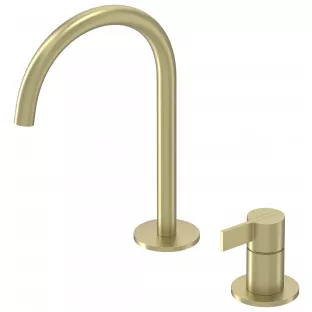 IVY Pact basin mix tap - 2-hole deck mounting - Brushed matt gold PVD - Surface mounted - coldstart