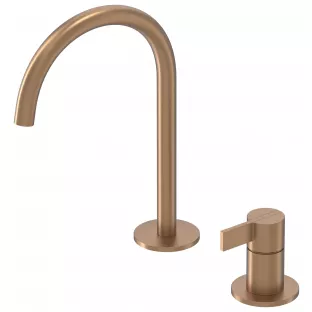 IVY Pact basin mix tap - 2-hole deck mounting - Brushed matt copper PVD - Surface mounted - coldstart