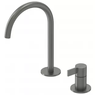 IVY Pact washbasin mix tap - 2-hole deck mounting - Brushed metal black PVD - Surface mounted - coldstart