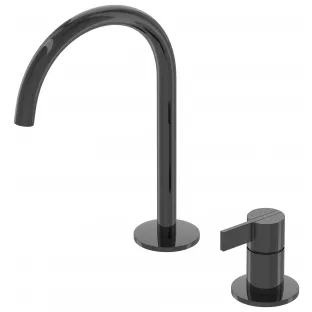 IVY Pact washbasin mix tap - 2-hole deck mounting - Black chrome PVD - Surface mounted - coldstart