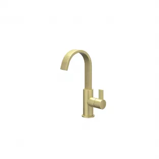 IVY Pact basin mix tap - High cascade swivel spout - Brushed matt gold PVD - Surface mounted - coldstart