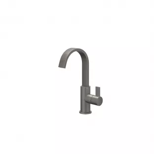 IVY Pact washbasin mix tap - High cascade swivel spout - Brushed metal black PVD - Surface mounted - coldstart