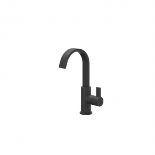 IVY Pact washbasin mix tap - High cascade swivel spout - Matt black PED - Surface mounted - coldstart