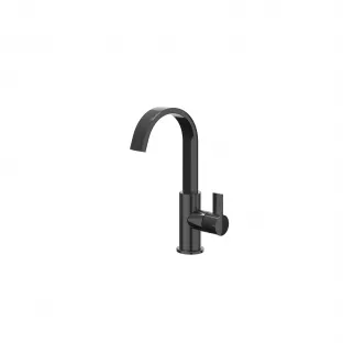 IVY Pact washbasin mix tap - High cascade swivel spout - Black chrome PVD - Surface mounted - cold start