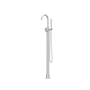 IVY - Tribe - Freestanding bath mix tap - swivel spout - rod hand shower - brushed stainless steel 316