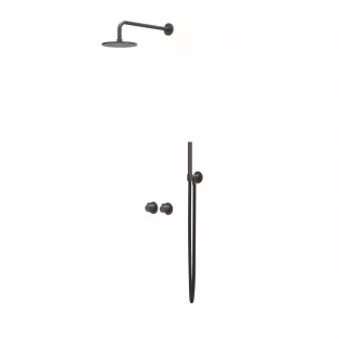 IVY Tribe rain shower set 3 built-in symmetry with 2-way stop diverter - 25cm main shower - 30cm ceiling tube - rod model hand shower - RVS316 brushed carbon black PVD