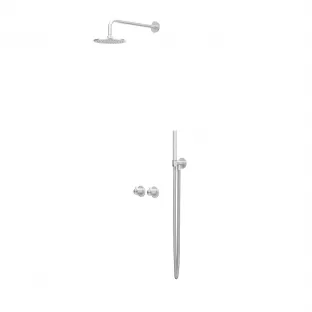 IVY Tribe rain shower set 3 built-in symmetry with 2-way stop diverter - 30cm main shower - 30cm ceiling tube - rod model hand shower - brushed stainless steel 316