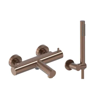 MAY Combiset - Bath thermostat - Adjustable wall support - Shower hose 125 cm - Rod hand shower - Brushed matt copper PVD