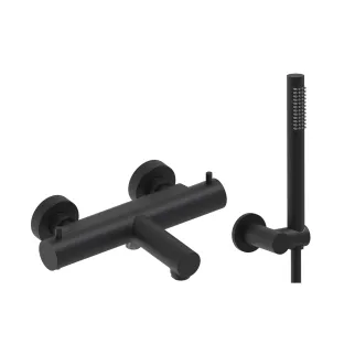 MAY Combiset - Bath thermostat - Adjustable wall support - Shower hose 125 cm - Rod hand shower - Matt black PED