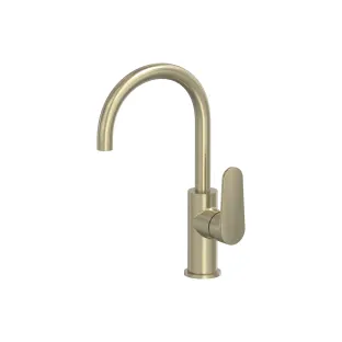 MAY Forma surface-mounted basin mixer - Swivel spout - Brushed matt gold PVD